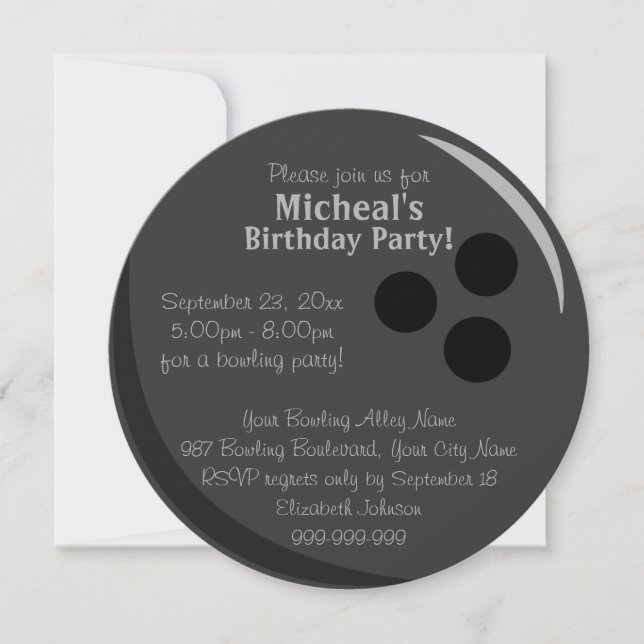 Bowling Ball Birthday Party Invitation (Front)