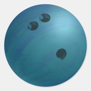 Bowling Ball Blue Classic Round Sticker