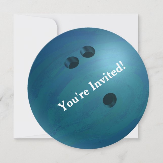 Bowling Ball Blue Party Invitation (Front)