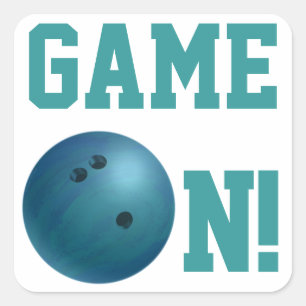 Bowling Ball Blue Square Sticker