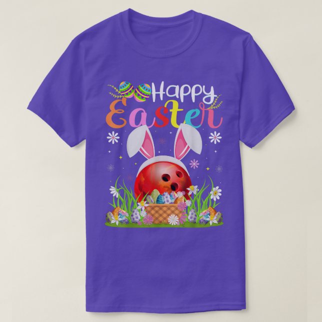 Bowling Ball Bunny Egg Hunt Funny Bowling Ball Hap T-Shirt (Design Front)