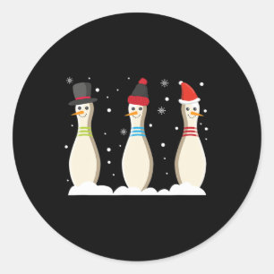 Bowling Ball Christmas Bowling Pins Santa Hat Gift Classic Round Sticker