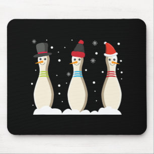 Bowling Ball Christmas Bowling Pins Santa Hat Gift Mouse Mat