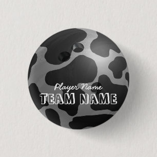 Bowling Ball Cow Grey 3 Cm Round Badge