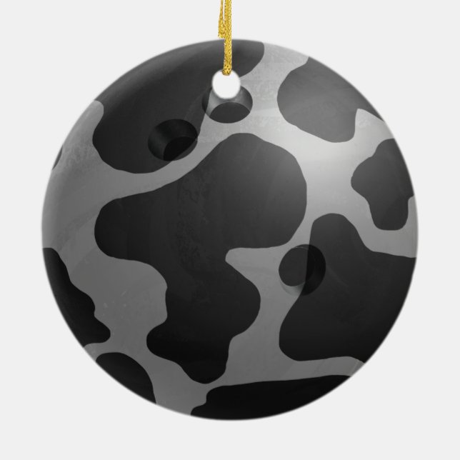 Bowling Ball Cow Grey Ceramic Tree Decoration (Back)