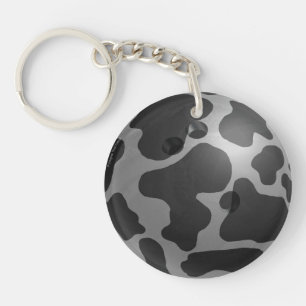 Bowling Ball Cow Grey Key Ring