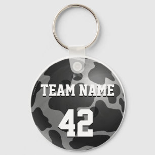 Bowling Ball Cow Grey Key Ring