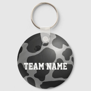 Bowling Ball Cow Grey Key Ring