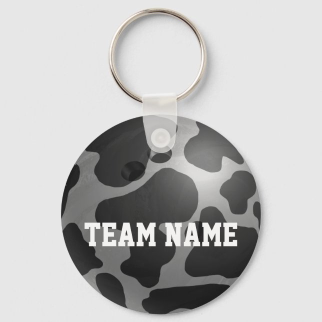 Bowling Ball Cow Grey Key Ring (Front)