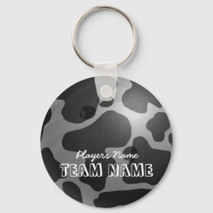 Bowling Ball Cow Grey Key Ring