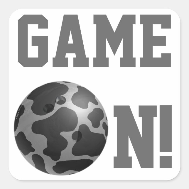 Bowling Ball Cow Grey Square Sticker (Front)