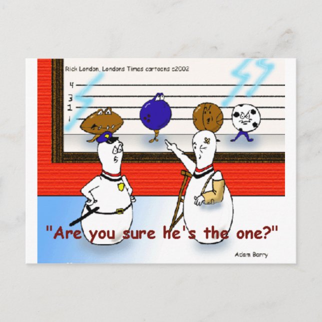 Bowling Ball Crimes Funny Gifts & Collectibles Postcard (Front)