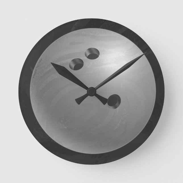 Bowling Ball Gray Round Clock (Front)