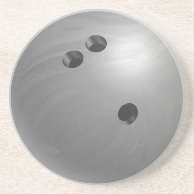 Bowling Ball Grey Coaster (Front)