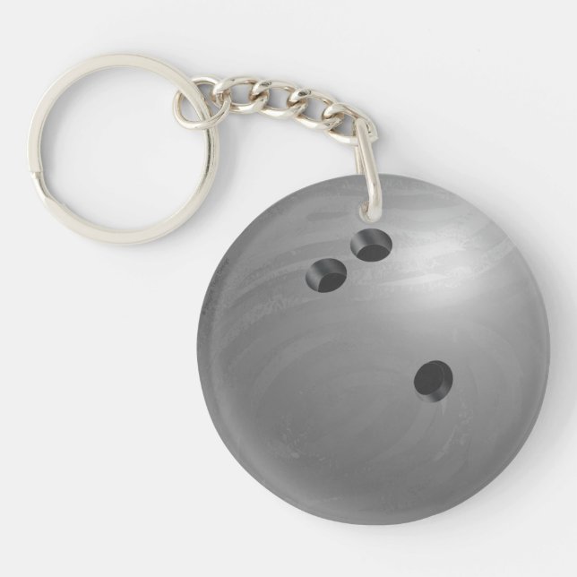 Bowling Ball Grey Key Ring (Front)