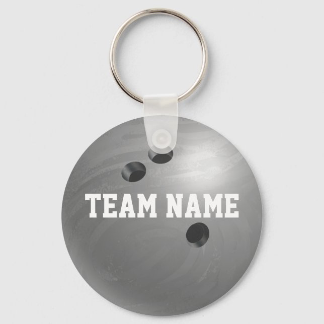 Bowling Ball Grey Key Ring (Front)