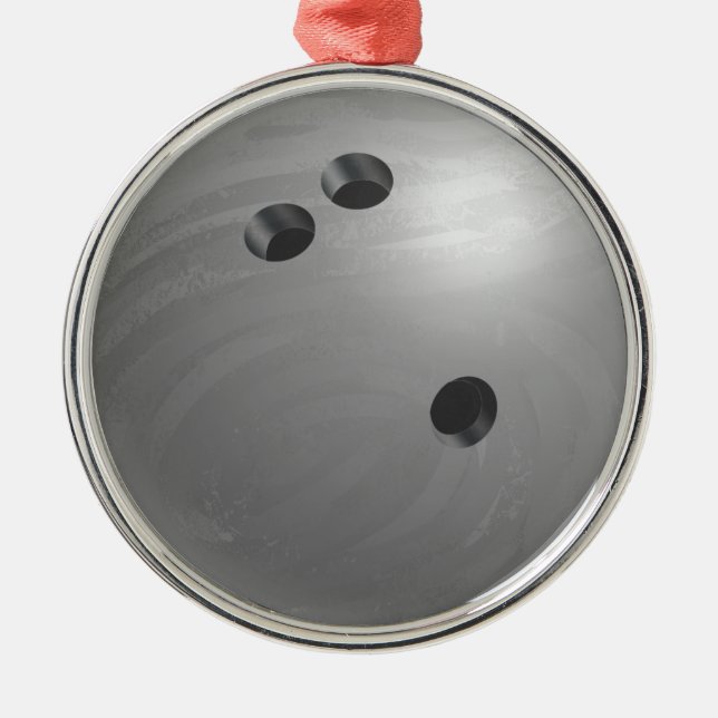 Bowling Ball Grey Metal Tree Decoration (Front)