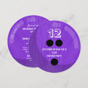 Bowling Ball   Kids Birthday Party   Purple Invitation