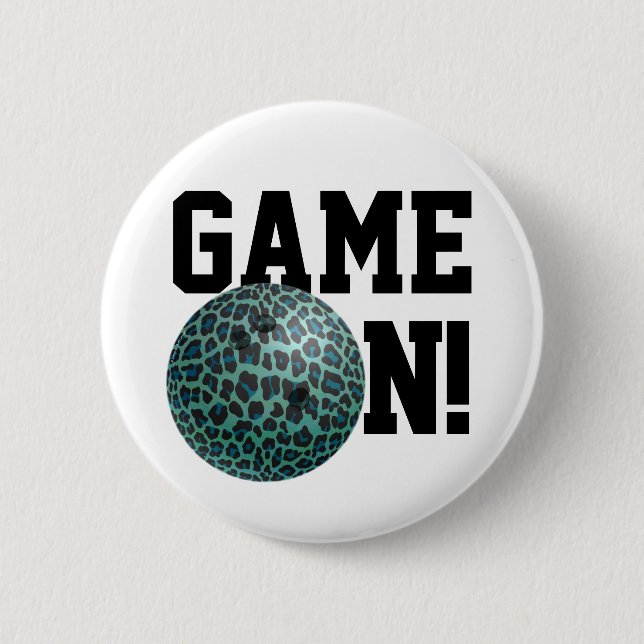 Bowling Ball Leopard Teal 6 Cm Round Badge (Front)