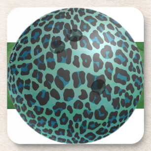 Bowling Ball Leopard Teal Coaster