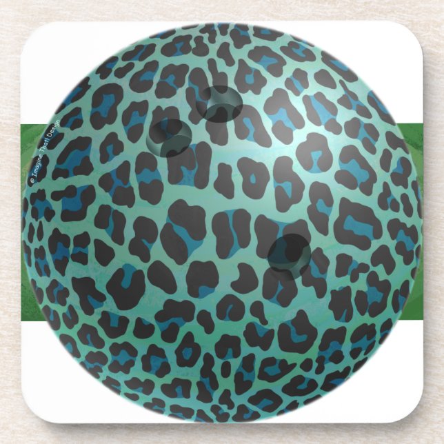 Bowling Ball Leopard Teal Coaster (Front)