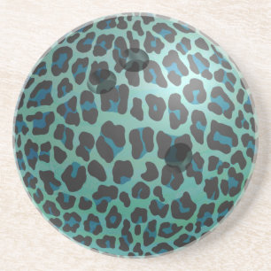 Bowling Ball Leopard Teal Coaster