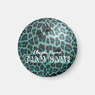 Bowling Ball Leopard Teal Magnet