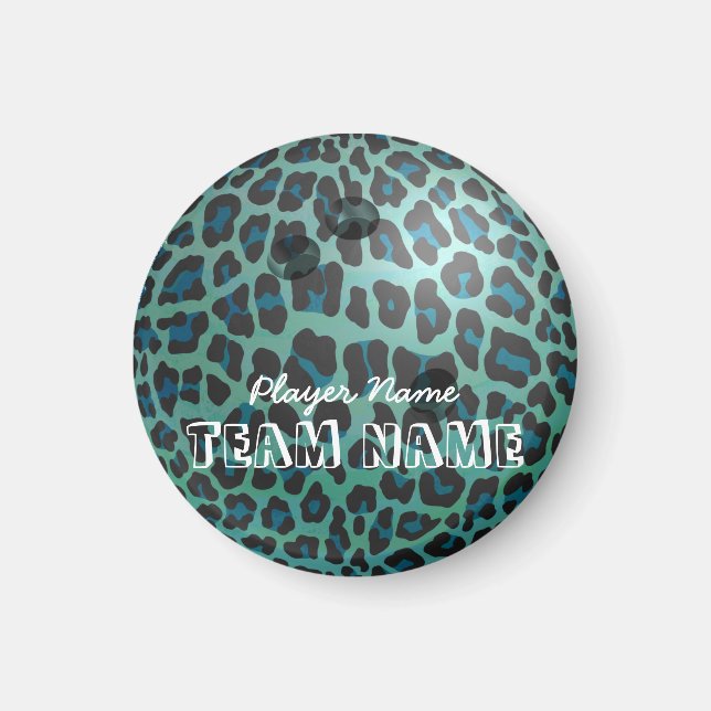 Bowling Ball Leopard Teal Magnet (Front)