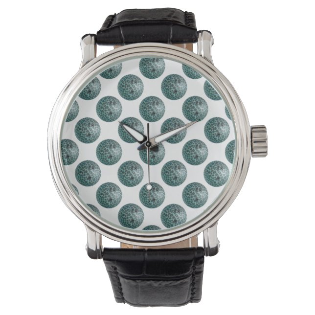 Bowling Ball Leopard Teal Watch (Front)