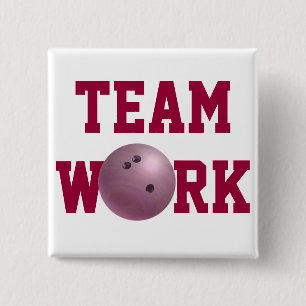 Bowling Ball Pink 15 Cm Square Badge