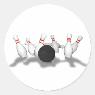 Bowling Ball & Pins: 3D Model: Classic Round Sticker