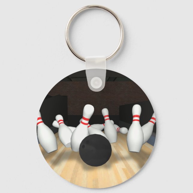Bowling Ball & Pins: 3D Model: Key Ring (Front)