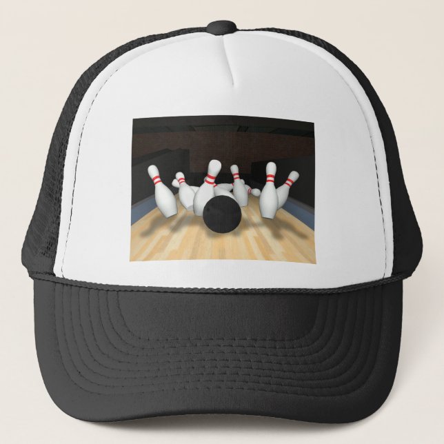 Bowling Ball & Pins: 3D Model: Trucker Hat (Front)