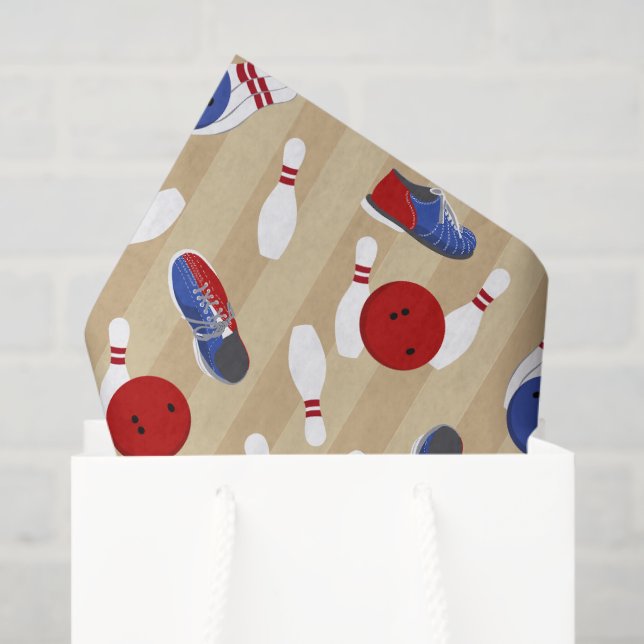 Bowling Ball, Pins and Shoes Patterned Tissue Paper (Gift Bag)