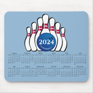 Bowling Ball Pins Design 2024 Calendar Mousepad