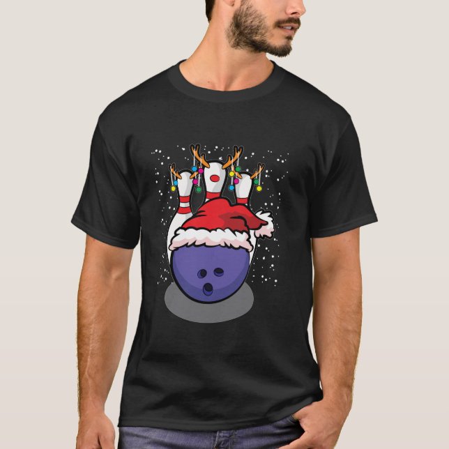 Bowling Ball Reindeer Christmas Pajama Sport X Mas T-Shirt (Front)