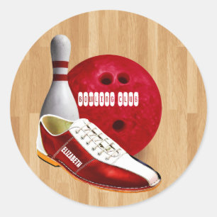 Bowling Ball Shoe And Pin With Your Custom Name Classic Round Sticker