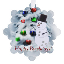 Bowling Ball Snowman Christmas Card
