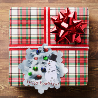 Bowling Ball Snowman Christmas Card