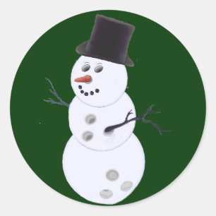 Bowling Ball Snowman Christmas Classic Round Sticker