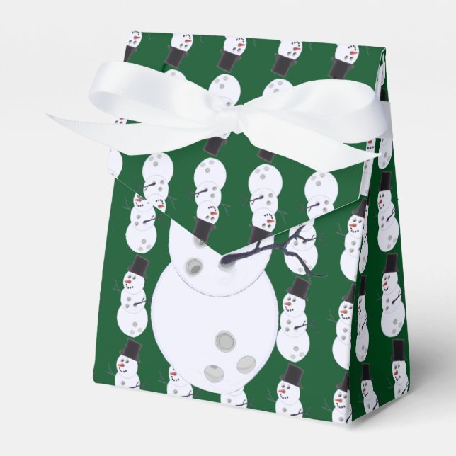 Bowling Ball Snowman Christmas Favour Box (Front Side)