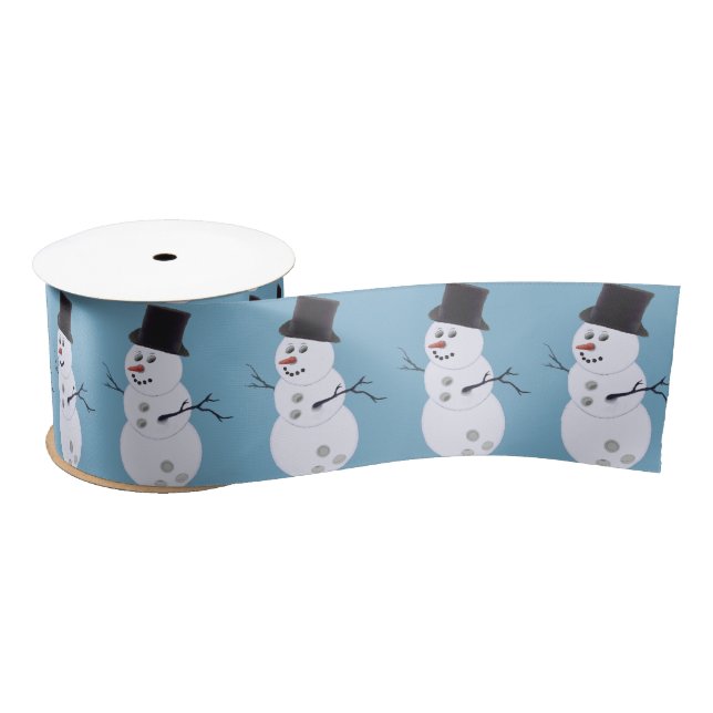 Bowling Ball Snowman Christmas Satin Ribbon (Spool)