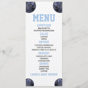 Bowling Ball Sports Blue Baby Shower Food Menu