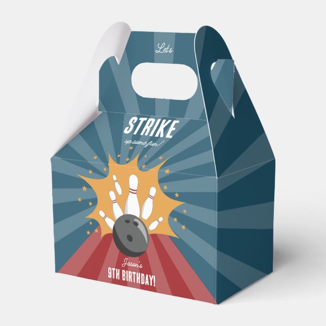 Bowling Ball Strike Up Some Fun Kids Birthday  Favour Box (Front Side)