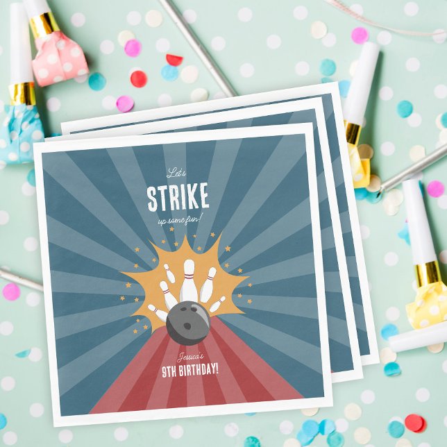 Bowling Ball Strike Up Some Fun Kids Birthday  Napkin (Bowling Ball Strike Up Some Fun Kids Birthday Napkins)