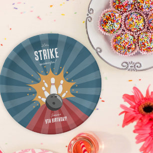 Bowling Ball Strike Up Some Fun Kids Birthday Paper Plate