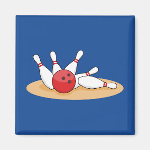 Bowling Ball Striking Skittles Magnet