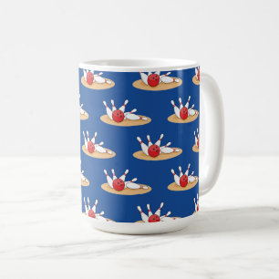 Bowling Ball Striking Skittles Pattern Coffee Mug