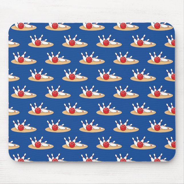 Bowling Ball Striking Skittles Pattern Mouse Mat (Front)