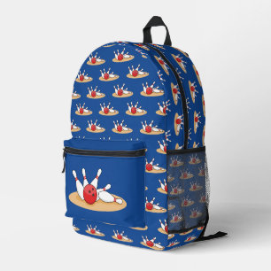 Bowling Ball Striking Skittles Pattern Printed Backpack